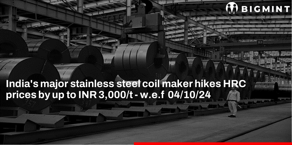 India: Leading stainless steel coil manufacturer raises HRC prices by INR 3,000/t