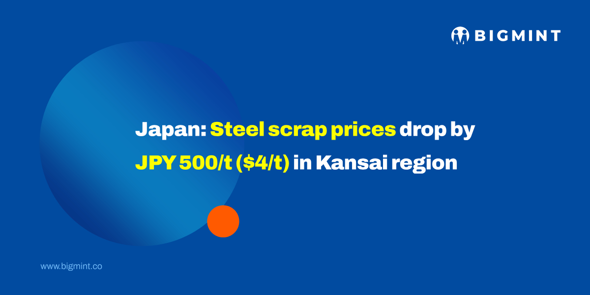 Japan: Steel scrap prices drop by JPY 500/t ($4/t) in Kansai region