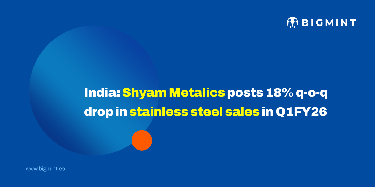India: Shyam Metalics posts 18% q-o-q drop in stainless steel sales in Q1FY’26