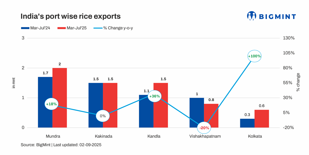 India: Raw rice exports from Kakinada halve in Mar-Jul’25 amid stringent port inspections