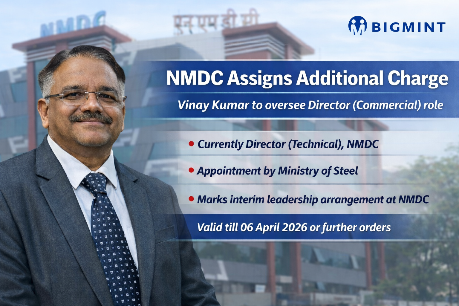 India: Vinay Kumar takes additional charge as Director (Commercial) at NMDC