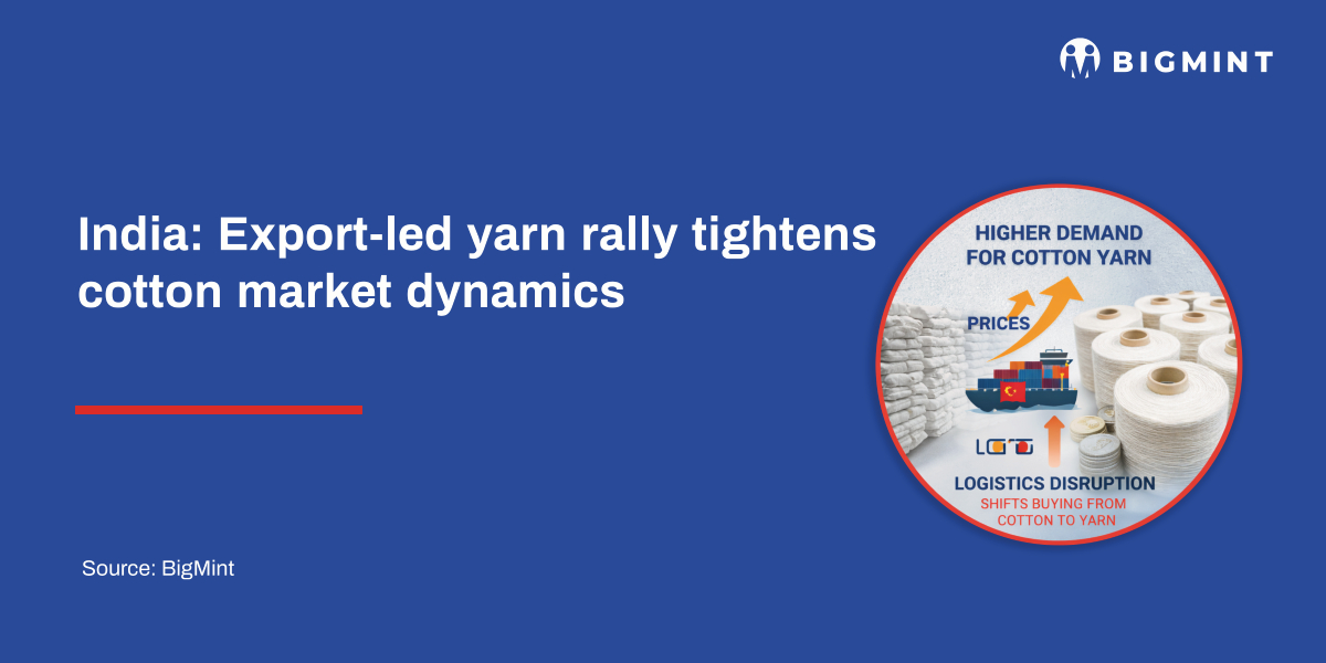 India: Export-led yarn rally tightens cotton market dynamics