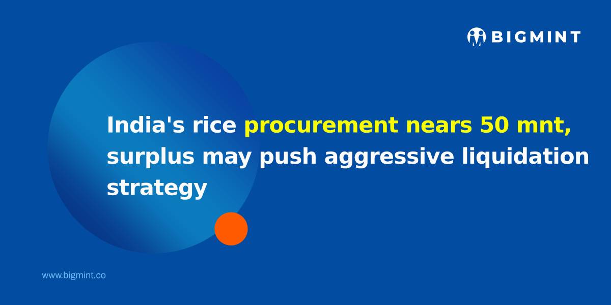 India’s rice procurement nears 50 mnt, surplus may push aggressive liquidation strategy