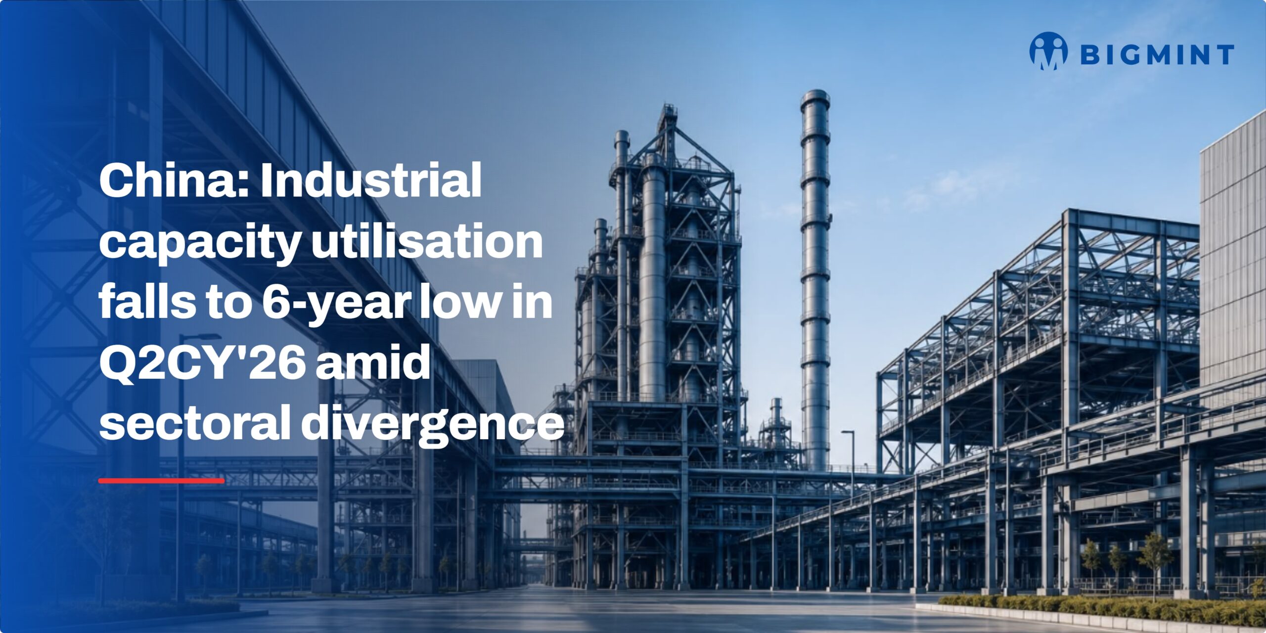China: Industrial capacity utilisation falls to 6-year low in Q2CY’26 amid sectoral divergence