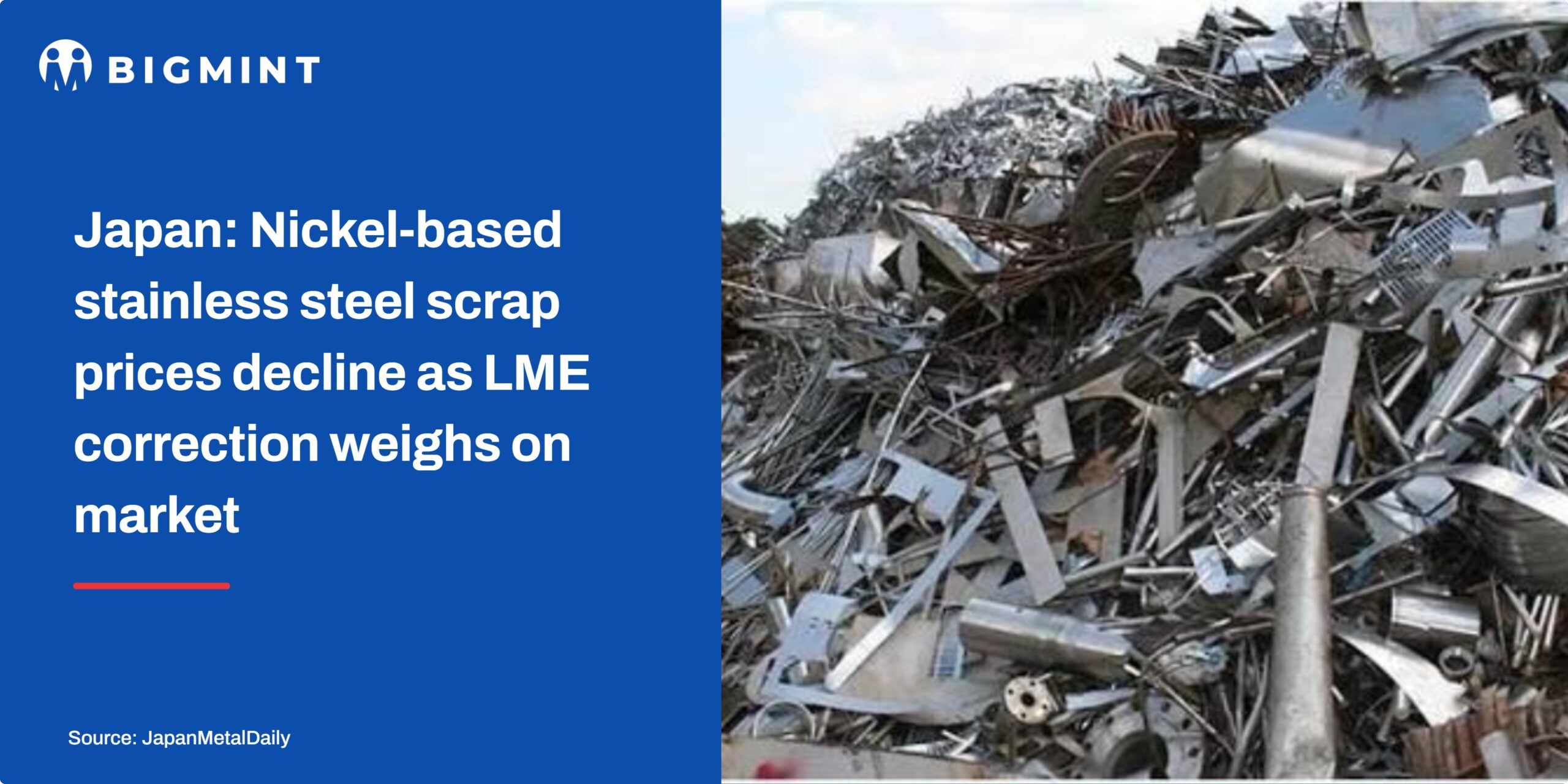 Japan: Nickel-based stainless steel scrap prices decline as LME correction weighs on market