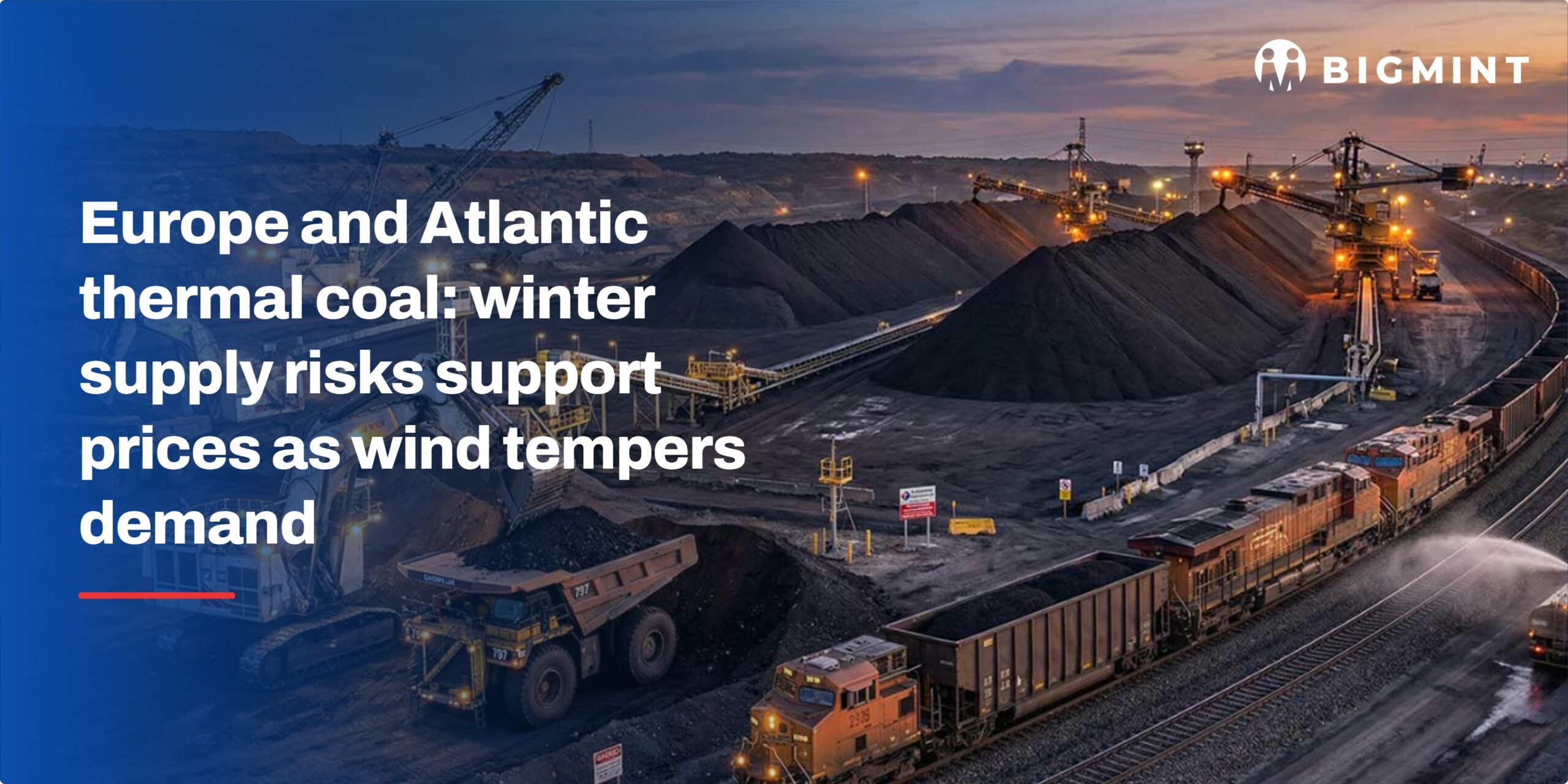Europe and Atlantic thermal coal: winter supply risks support prices as wind tempers demand