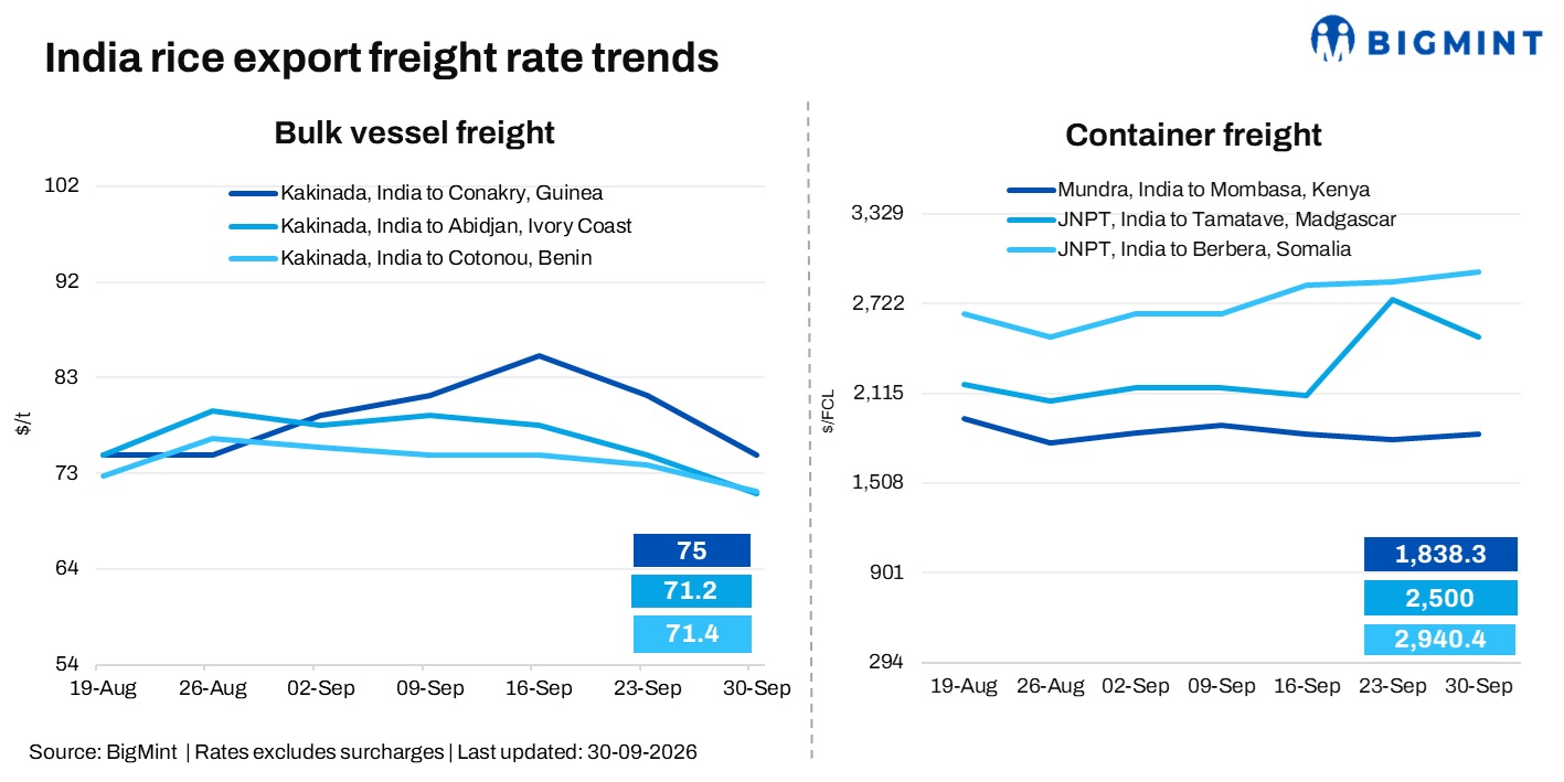 India: Rice freight market diverges as logistics reshape cargo flows; India-Guinea hits over one-month low