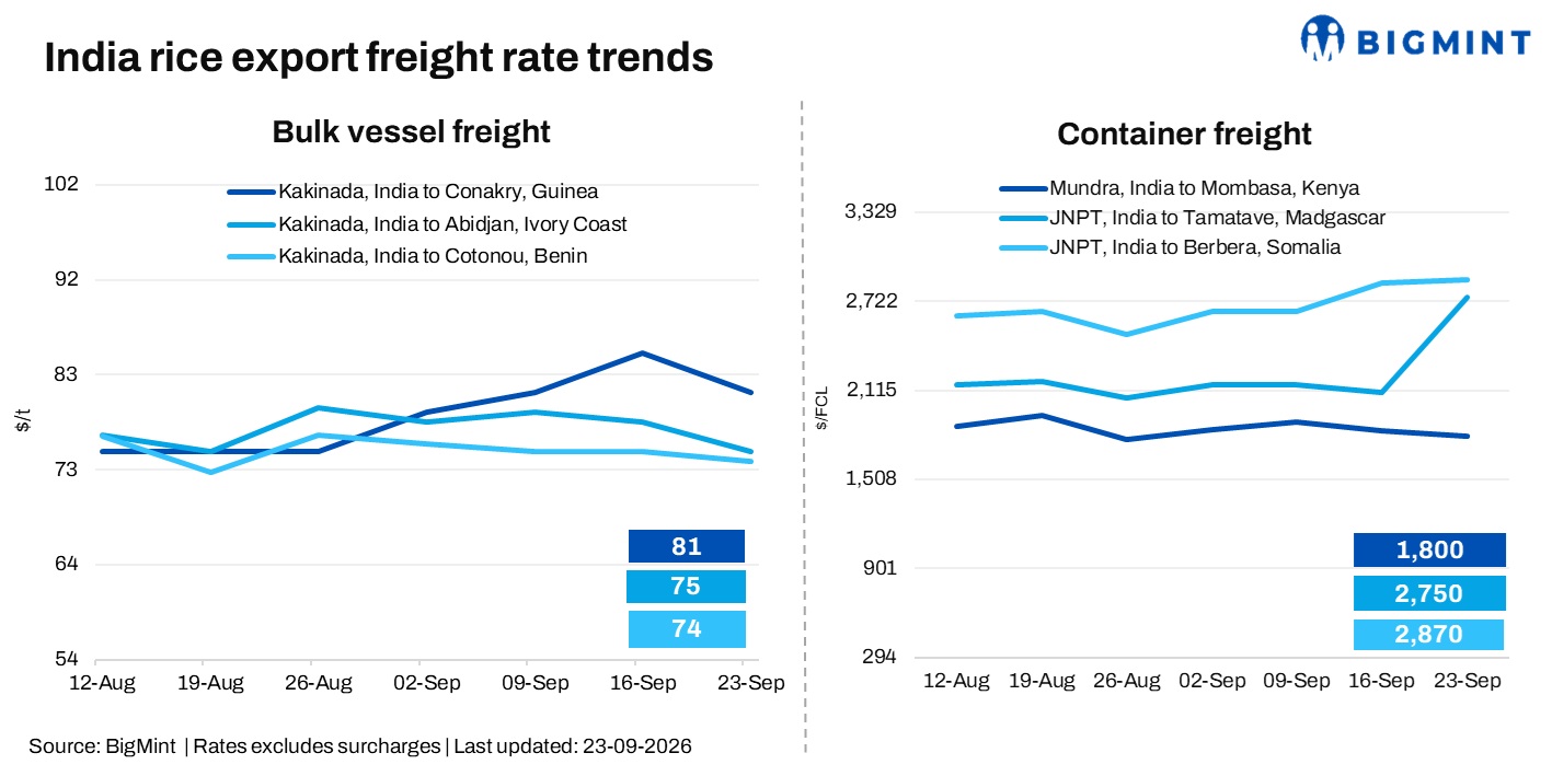 India: Rice freight market softens amid selective bookings; containerised cargoes gain traction