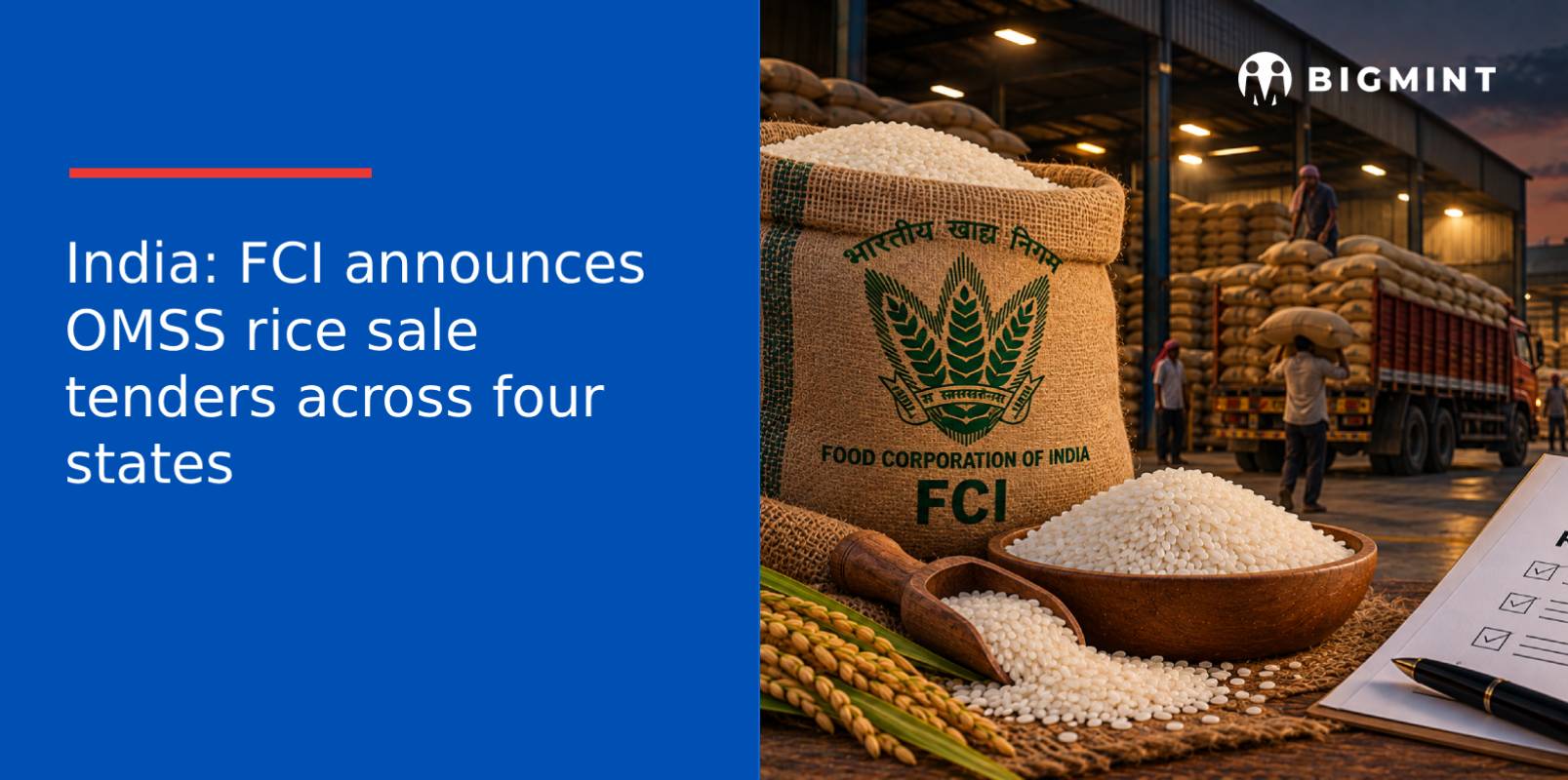 India: FCI announces OMSS rice sale tenders across four states
